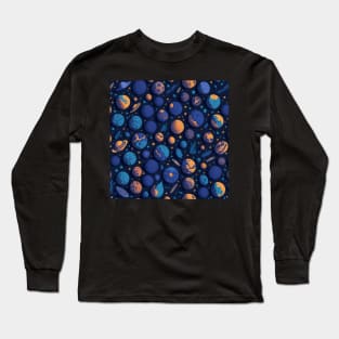 Seamless Patterns of Planets and Stars Long Sleeve T-Shirt